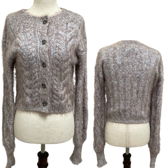Free People Cable Knit Softest Eyelash Sweater Button Down - Picture 1 of 12